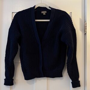 Point Sur Navy Blue Fisherman Knit Cardigan Sweater